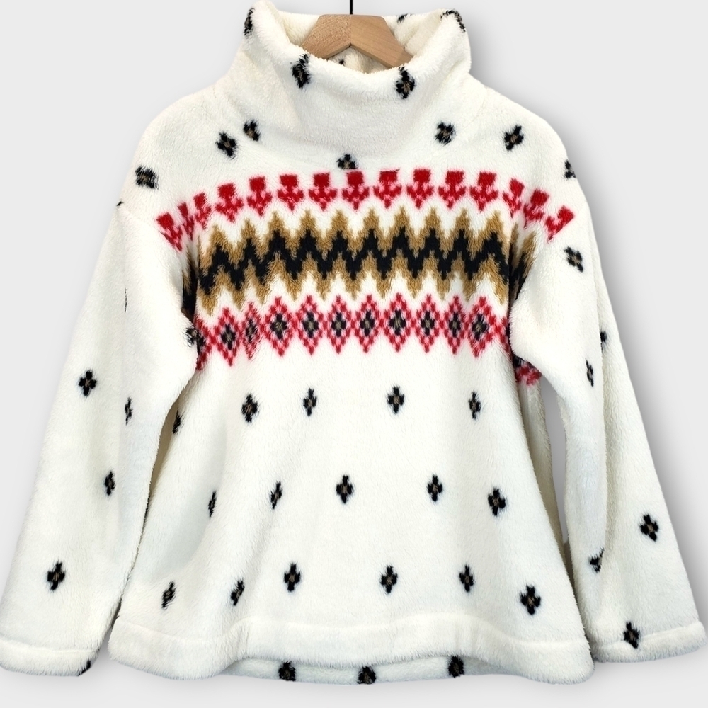 LOFT Sherpa Mock Neck Fair Isle Top SP - Picture 2 of 10
